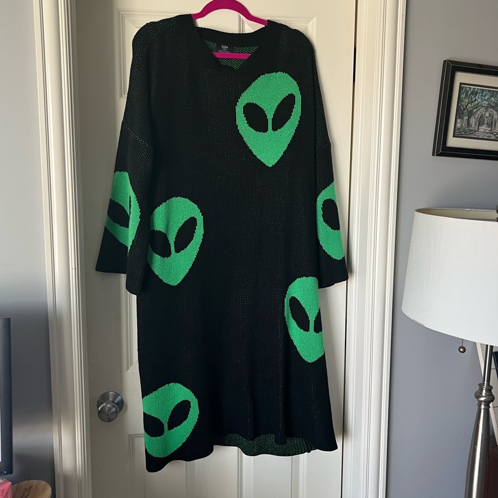 Dressed in LALA Oversized Black Knit Alien Sweater Dress